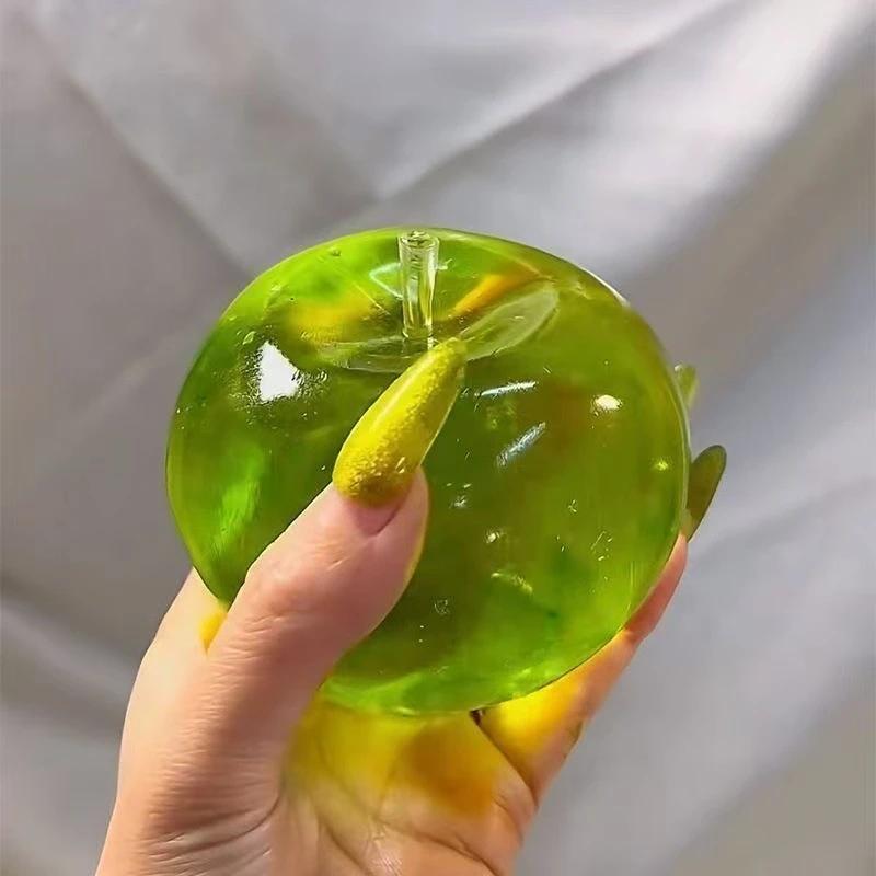 Zielone Jabłko Squishy Piłeczka Antystresowa Miękka Zabawka Fidget Sensoryczna dla ADHD Autyzm Wolny Powrót Zabawka do Ściskania dla Dorosłych Dzieci Prezent Świąteczny