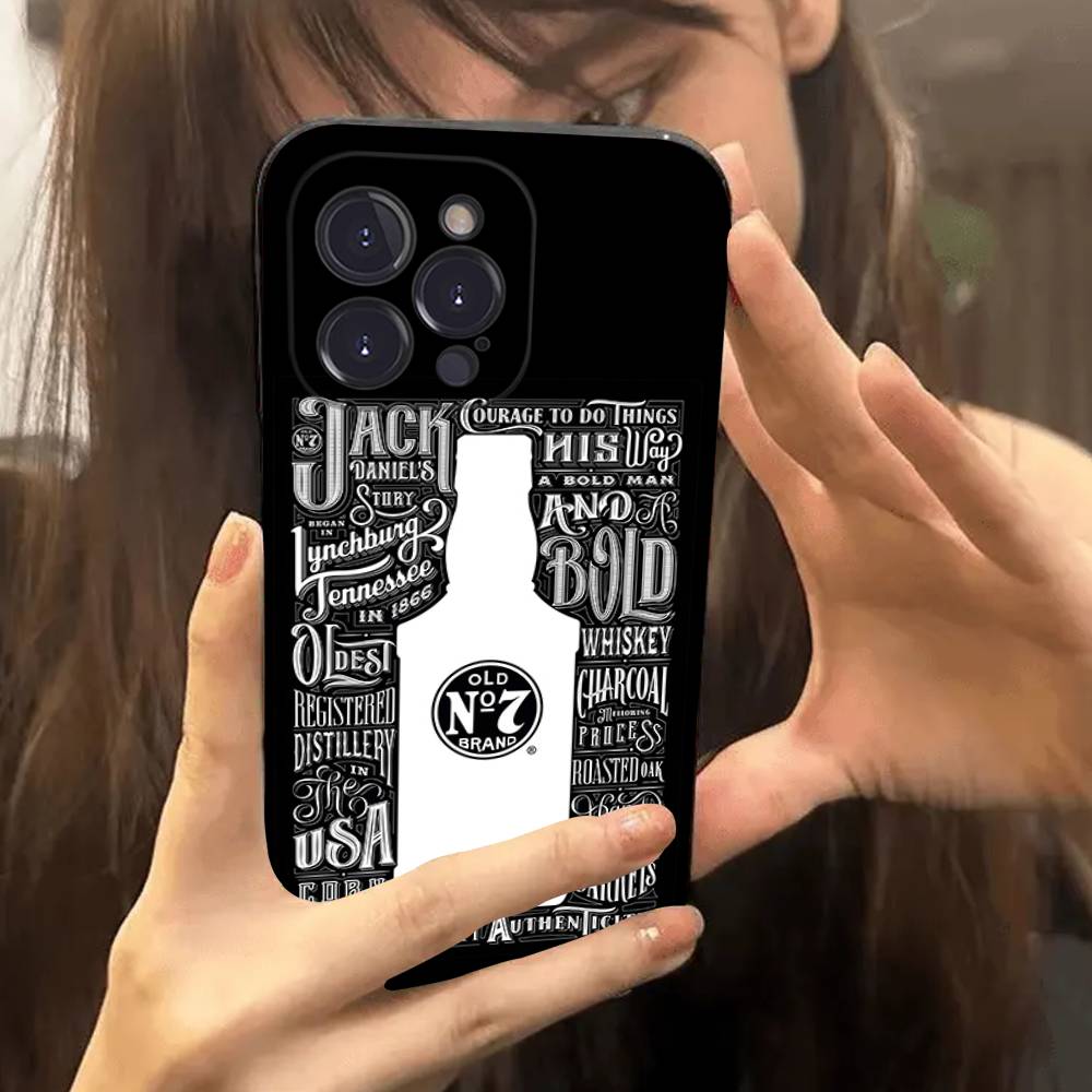 Logo Classico Whiskey J-Jack D-DanielS Per IPhone 17 16 15 14 13 12 11 Pro Max Plus Cover Nera Morbida Antiurto per Telefono