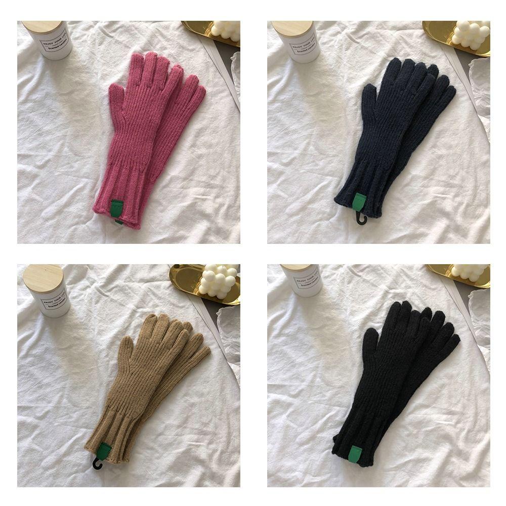 

Women Solid Color Long Winter Mittens Woollen Gloves Knitted Gloves Sports Gloves
