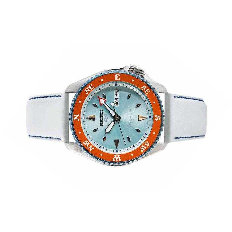 Seiko 30m Water Resistant Automatic Mechanical Movement Leather Strap Watch Men's Watches White Dial SRPF63K1()