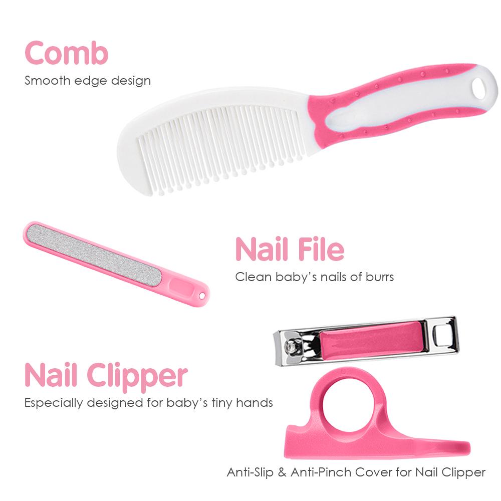 Baby Healthcare and Grooming Kit 6 PCS Hair Brush Comb Nail File Clipper Scissors Newborn Infant Shower Care Nursery Set