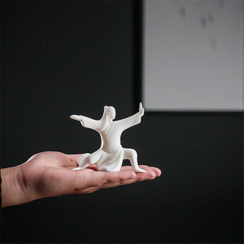 Keramik-Tai-Chi-Figuren, Büro-Desktop-Dekoration, Teetisch, weißes Porzellan, Zen-Ornamente, Bonsai-Blumentopf, Kunsthandwerk