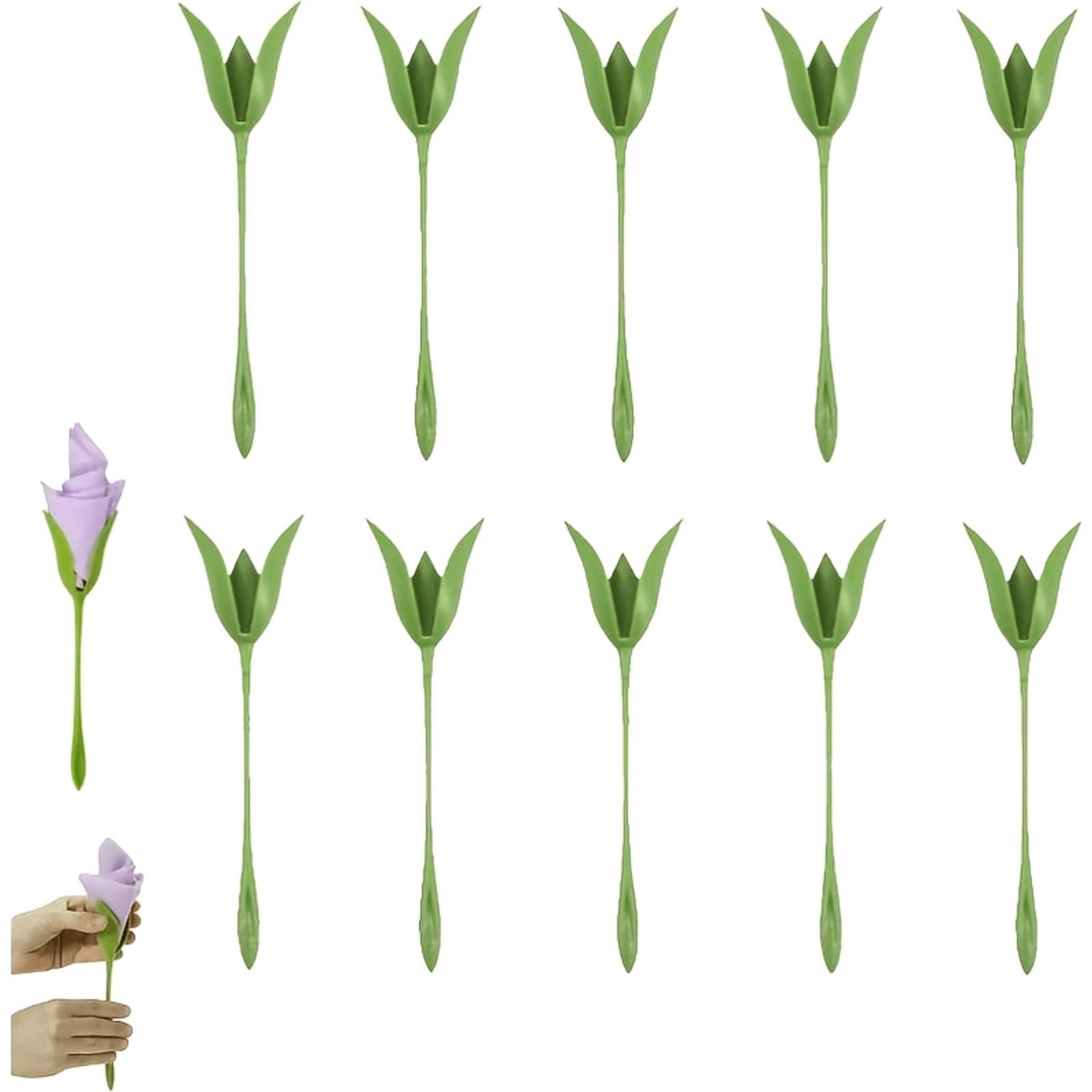 

10PCS Rose Napkin Buckle Napkin Stand Table Decoration one size зелёный