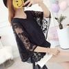 Frühling Sommer Damen Blusen Fledermausärmel Blumenspitze Chiffonbluse Aushöhlen Blusen Übergröße Shirts Damen Shirt Tops