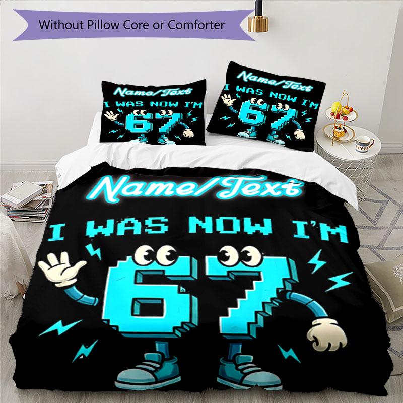 3PC Custom Name Anniversary Celebration Bedding Set Printed Bedding Set Duvet Cover Closure Includes 1 Duvet Cover & 163 Pillowcases for Bedroom