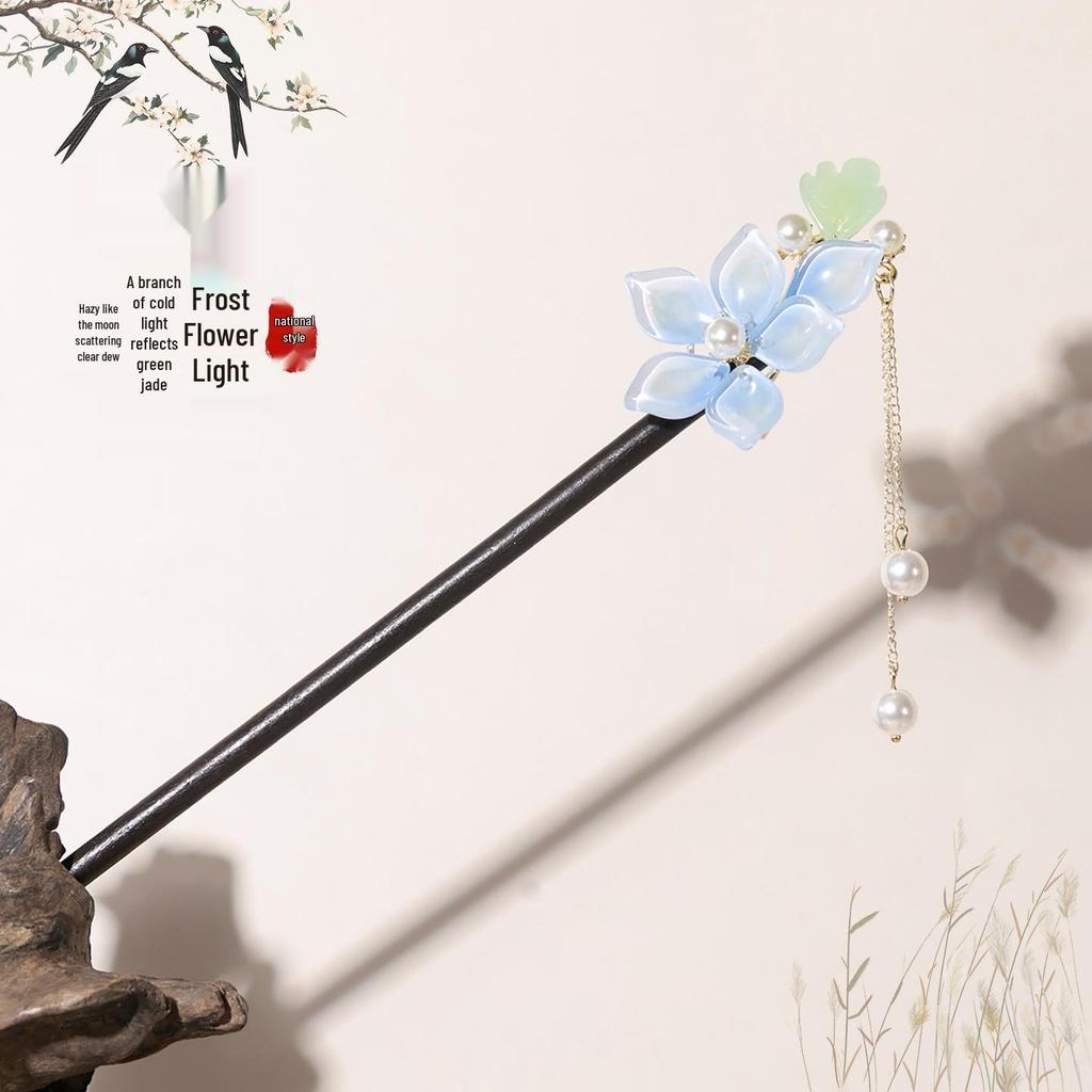 Ancient Style Tassel Hairpin - Imitation Ebony Wood, Hanfu Accessories, Chinese Jewelry for Women