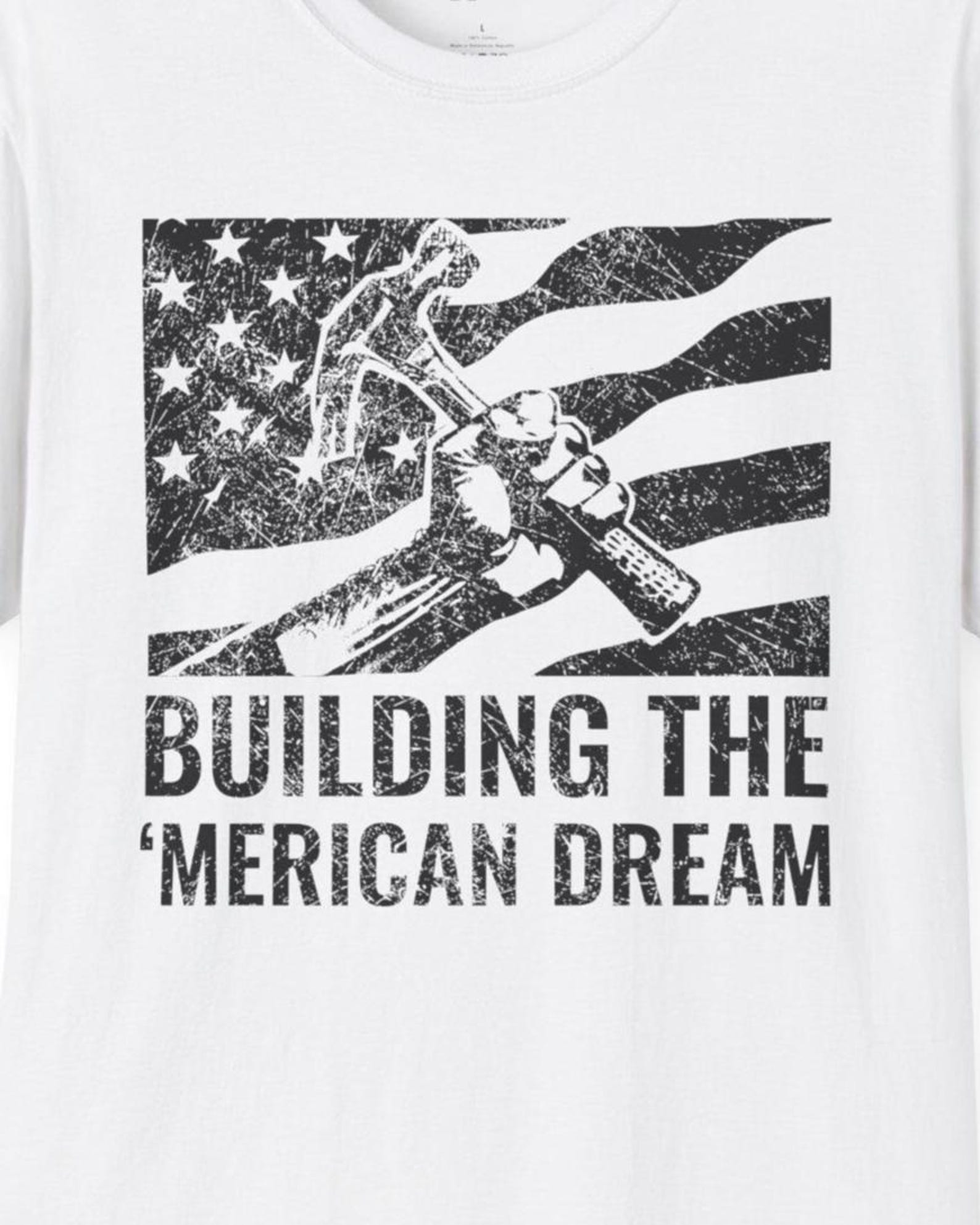 Building the Merican Dream Hammer Hand American Flag Unisex T-Shirt, Patriotic Tee, USA Flag Shirt, American Pride Top, Red White Blue Tee 3XL