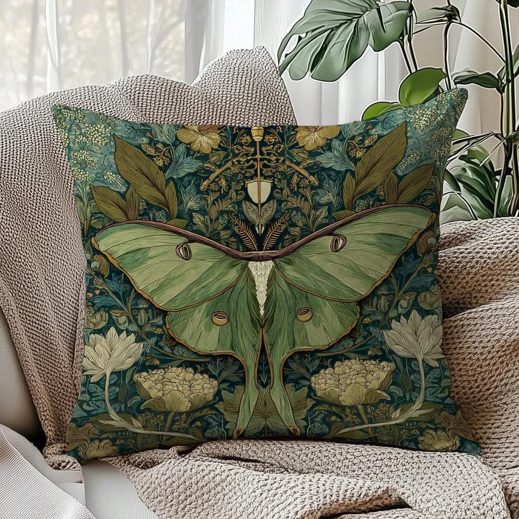 Cuscino Falena Luna Verde Stampa 2D Double Sided Morbido Cuscino Artistico Copricuscino Arredamento Camera da Letto Soggiorno Divano Accessorio Accogliente Regalo
