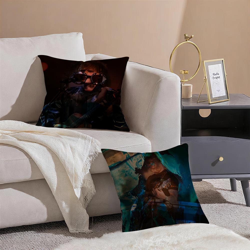 Electronic Music Pop Singer E-Ed Sheeran Pattern Printed Pillowcase For Living Room Sofa Cushion Cover & Bedroom Decor