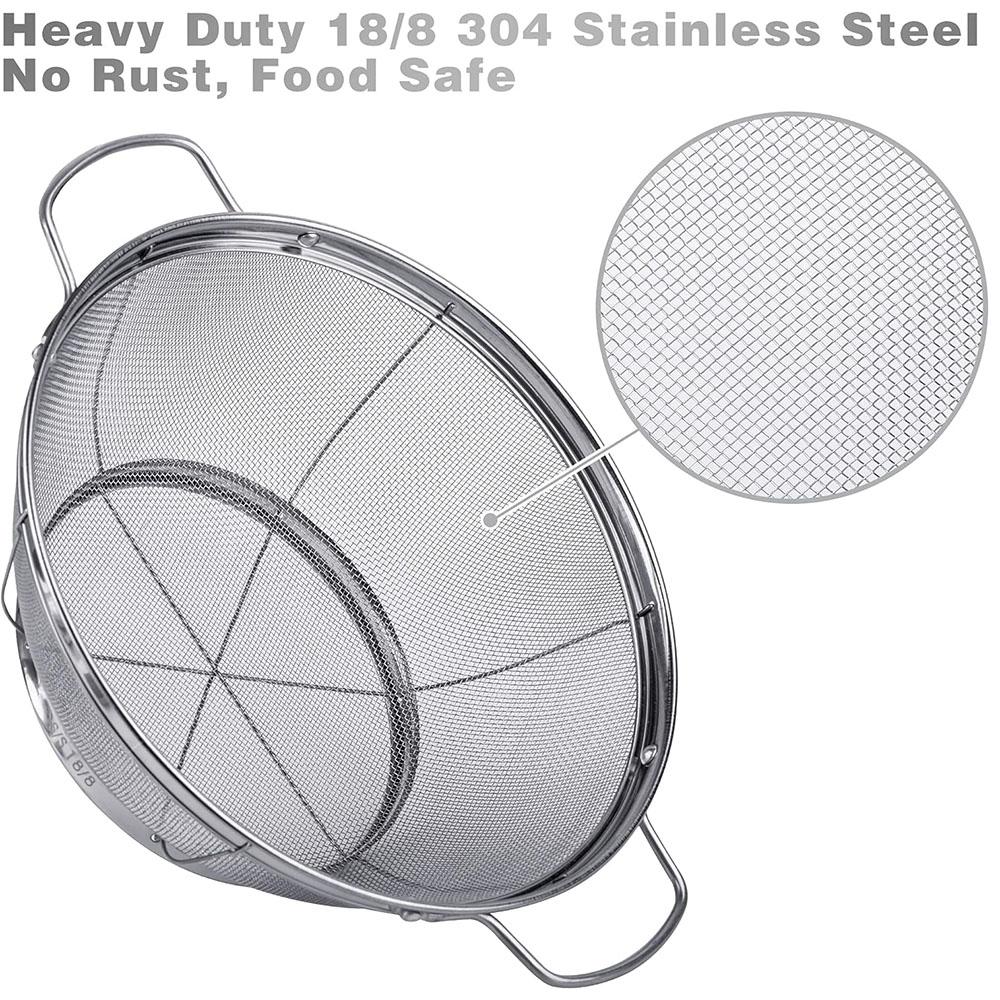 3Pack Stainless Steel Colander Sieves(5-Quart,4-Quart and 3-Quart),Mesh Strainer Net Baskets with Handles for Strain,Drain,Rinse