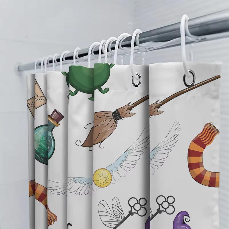 Multi-Style Shower Curtain With Hooks Waterproof Easy Clean Simple Hang For Home Hotel Dorm Bathroom Decor