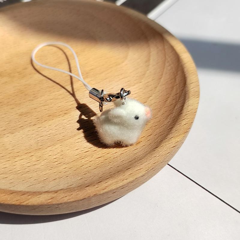 Resin Flocking Cute Mini Pig Keychains For Friend Gift Fluffy Lovely Boar Animal Pet Pendant Bag Earphone Case Phone Lanyard