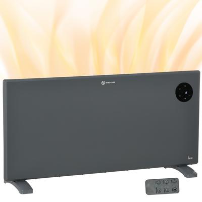 2000W Electric Convector Heater, Freestanding or Wall Mounted, Space Heater with Adjustable Thermostat, Timer, Grey