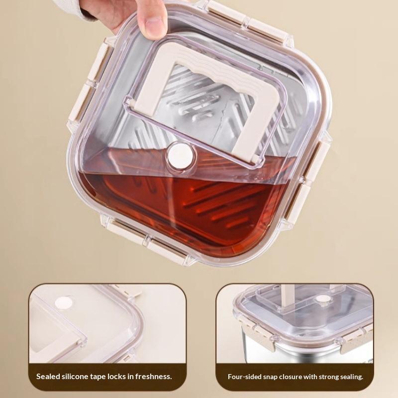 Portable Stainless Steel Fruit Salad Food Container Large Capacity Seal Lunch Box With Handle Lid Camping Picnic Bento Box