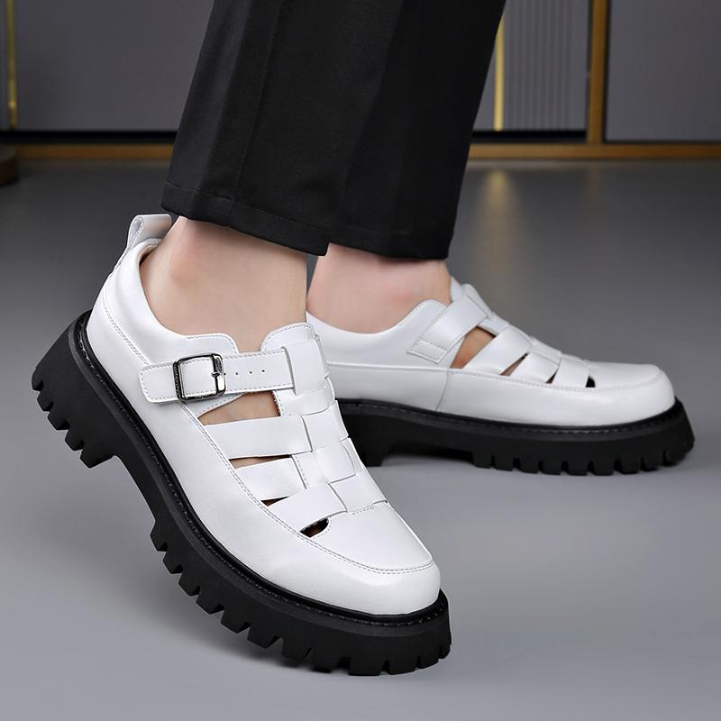 Sandalias de hombre para primavera y verano Suela gruesa estilo diseñador de moda Fiesta o trabajo Exterior de moda para jóvenes Zapatos Negros y blancos