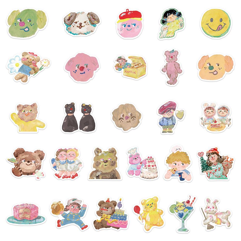 55pcs Cute Cartoon Painting Stickers Laptop Decals Water Bottle Luggage Guitar Waterproof Vinyl Skateboard Stickers