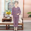 Grandma Summer Suit Seven-quarter Sleeves Middle-aged and Elderly Female Mother Summer Clothes Cotton Old Lady Cardigan Artificial Cotton Loungewear