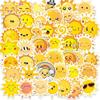 50 Cartoon Sun Expression Stickers: Waterproof Decorative Set for Scrapbooking, Notebooks, and Luggage