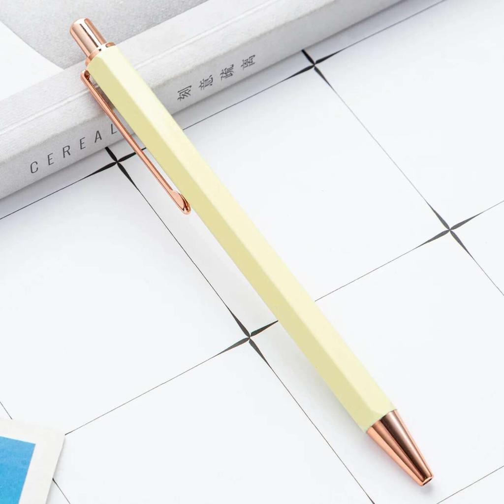 1 Piece Creative Ballpoint Hexagon Metal press Pen Stationery School Office Supplies