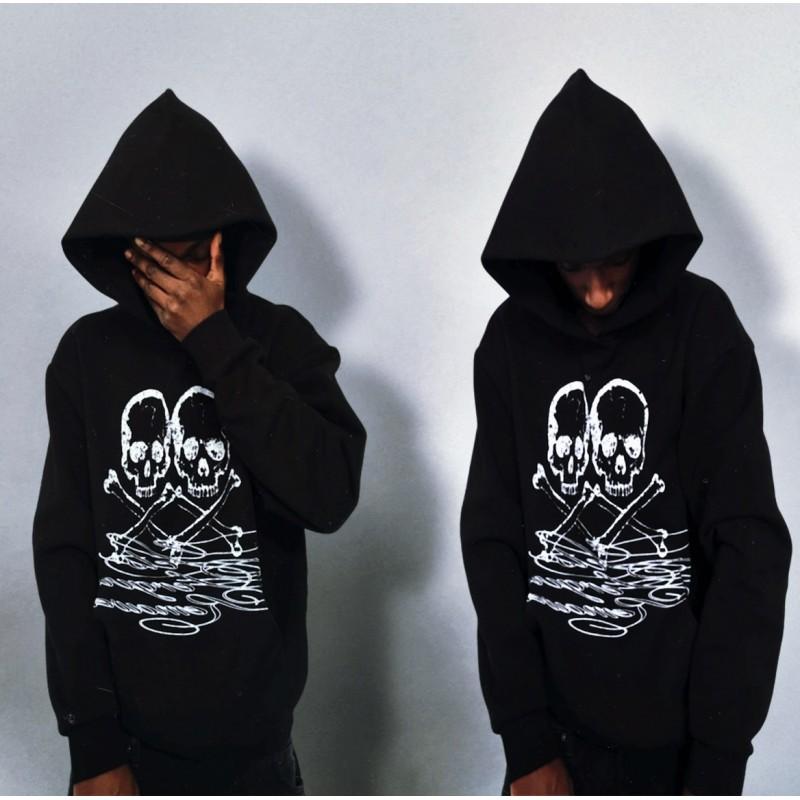 Unisex Oversized Hooded Sweatshirt With Skull Print Streetwear Style Fall Winter 2025