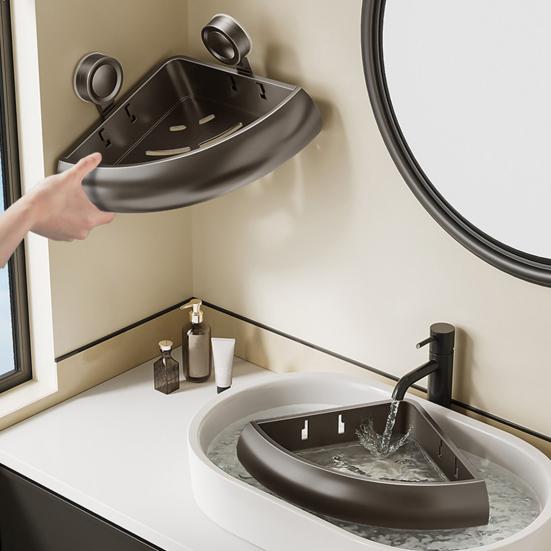 Suction Cup Shower Caddy Rustproof Space Aluminum Corner Shelf with Raised