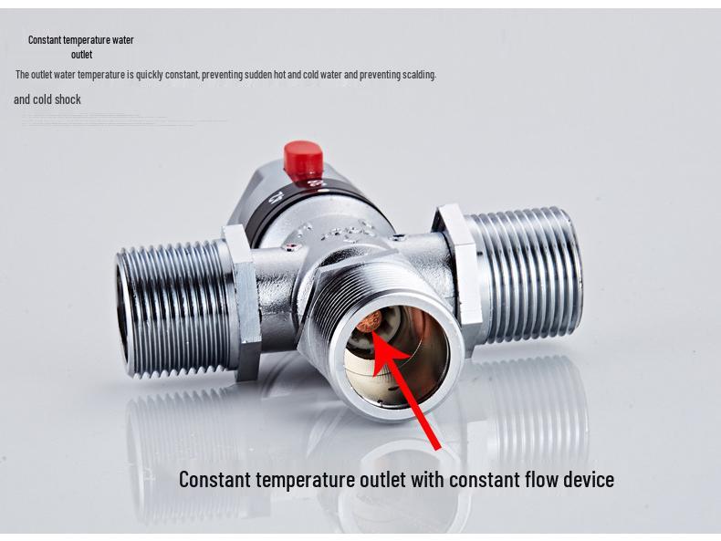 All-Copper Solar Thermostatic Mixing Valve for Shower - Three-Way Hot & Cold Water Control
