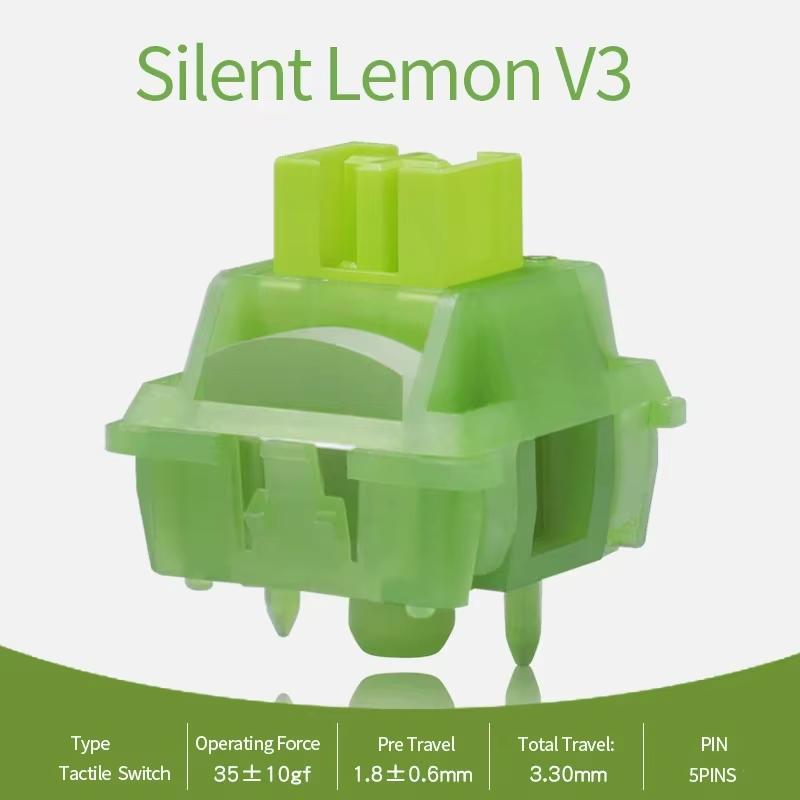Outemu Silent Peach V3 Switch Lubed Silent Lemon V3 Switches Mechanical Keyboard Linear Tactile 5Pin Hot swap Pre Lubed POM Silent Lemon V3
