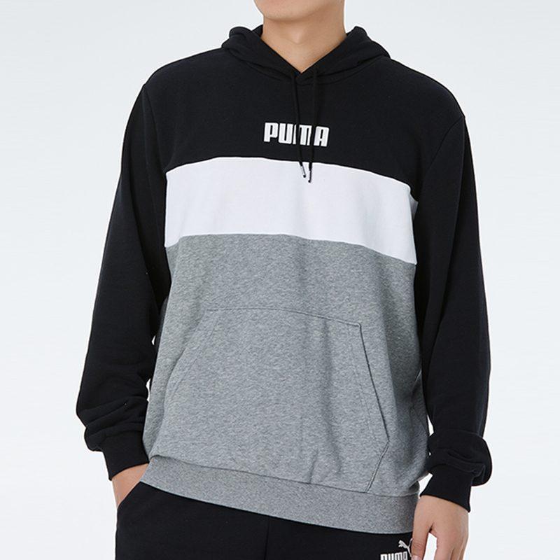 PUMA Sweatshirts Men's Black White Gray Multicolor Hooded Moderate Regular 587155-01