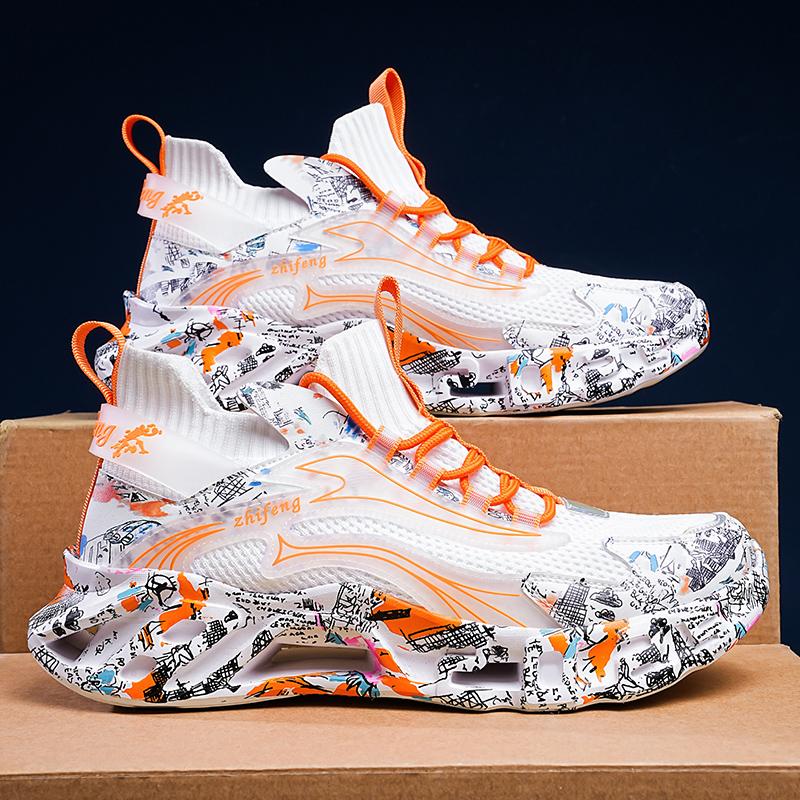 High Street Graffiti Men Sneakers Women Lightweight Blade Running Shoes Comfy Cushioning Sock Sports Walking Shoes Male Footwear