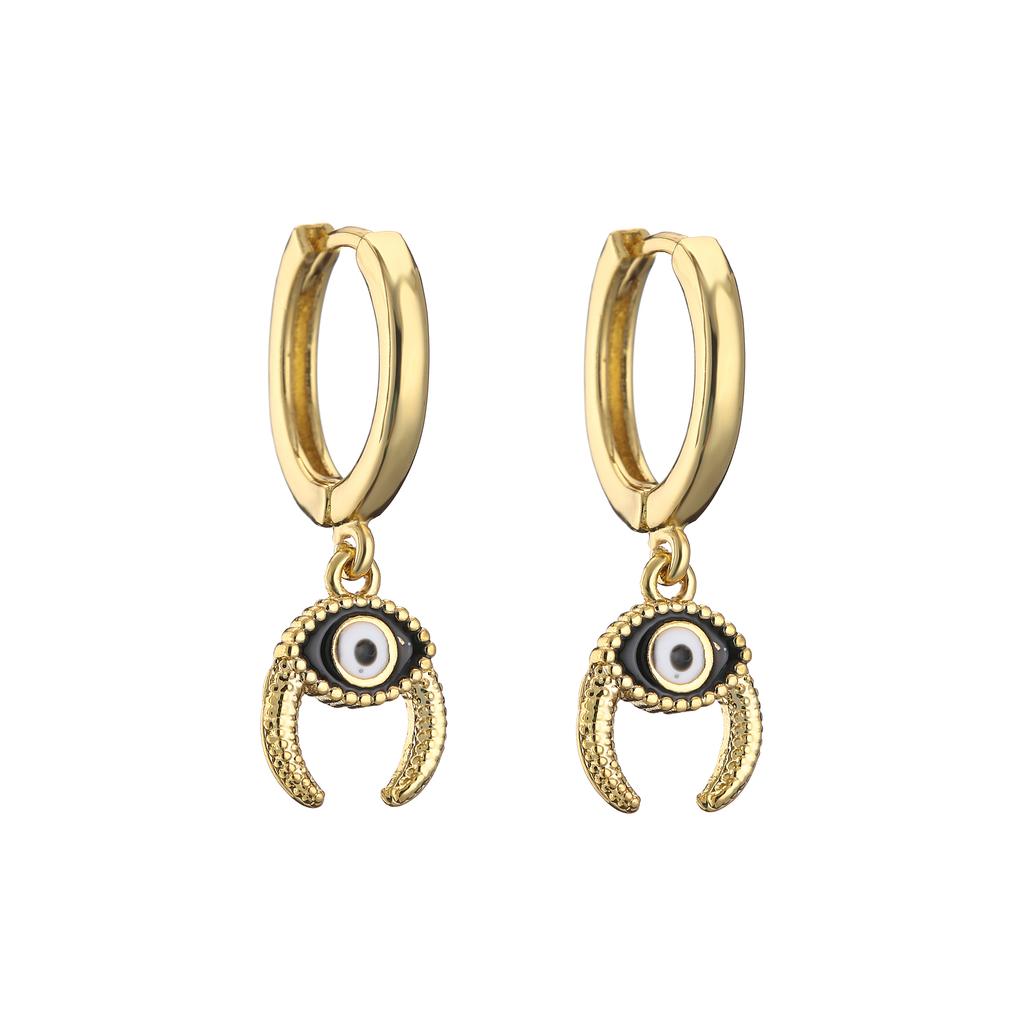 HECHENG,Small Rhinestone Evil Eye Plam Earrings,Hoop Huggie Earrings For Women,Trendy Circle Zircon Gift