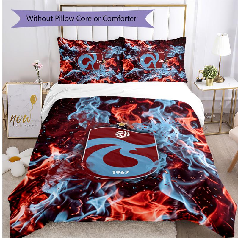 Set Lenzuola Trabzonspor FC Stampato 3 Pezzi Copripiumino Traspirante con Federe Biancheria da Letto Decorativa per Camera da Letto Casa