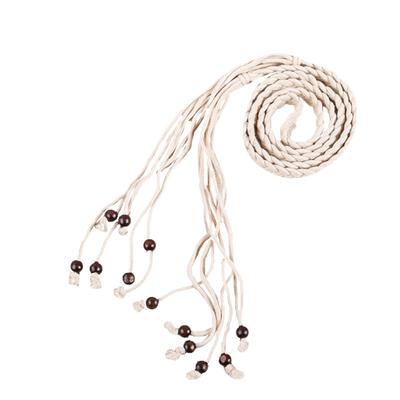 Vintage Self Tie hecho a mano trenzado cuentas de madera mujeres cinturón cintura correa cintura