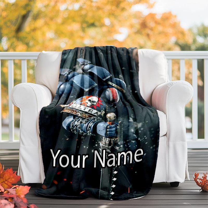 Custom Name Warhammer 40K Theme Printed Blanket - Perfect for Couch, Bed, Travel & Outdoor Use | Machine Washable, Cozy & Durable.