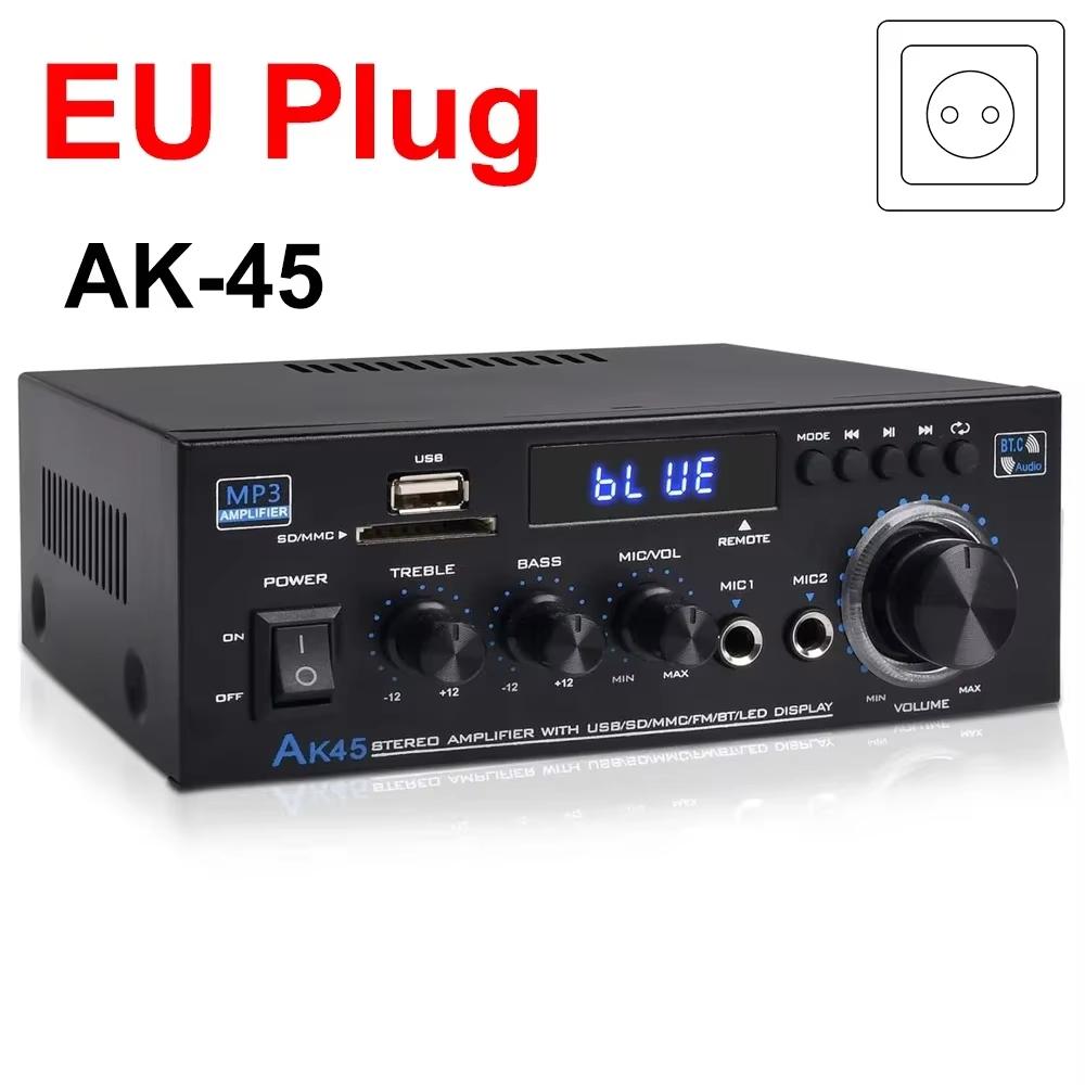 

Підсилювач потужності AK45 HiFi Стереопідсилювач Канал 2.0 Максимальна потужність 90 Вт x 2 Bluetooth Підсилювач для домашнього кінотеатру Автомобільний підсилювач De Audio EU Plug