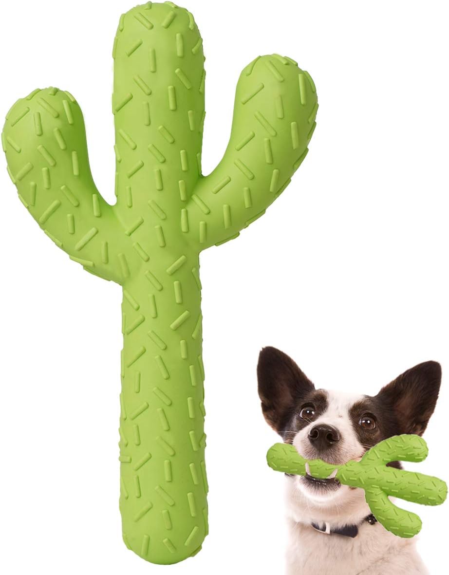 

Dog Chew Toys for Aggressive Chewers Durable Rubber Cactus Tough Toys for Training Cleaning Teeth Interactive Dog Toys for Dog зелений