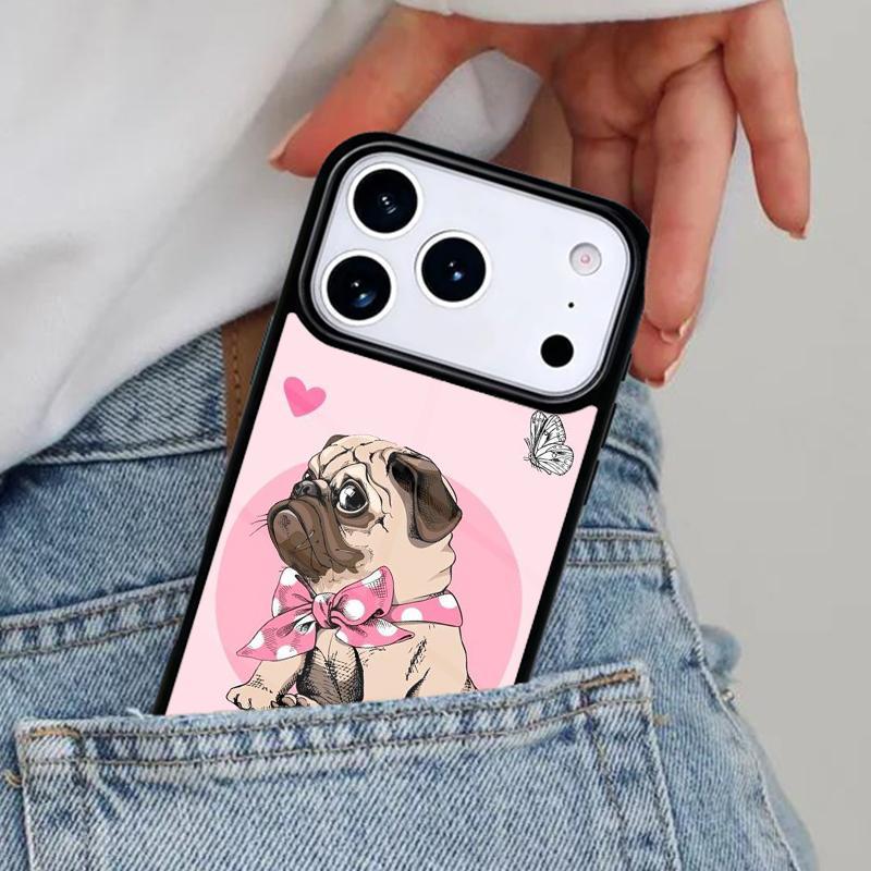 Pug Dog Funny Cartoon Phone Case for iPhone 17ProMax 12 13 14 15 16e 17 Pro Max Plus Air Cover