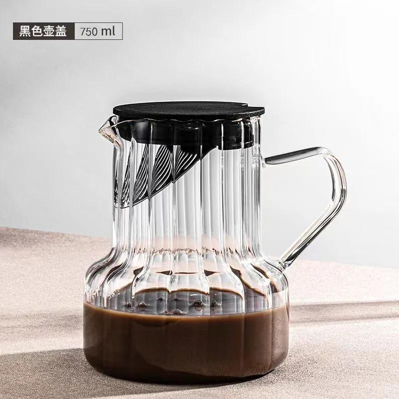 Creative Glass Coffee Pot Tea Set With Vertical Pattern High Borosilicate Glass Teapot Kettle Japanese Teapot for Tea In a Cup