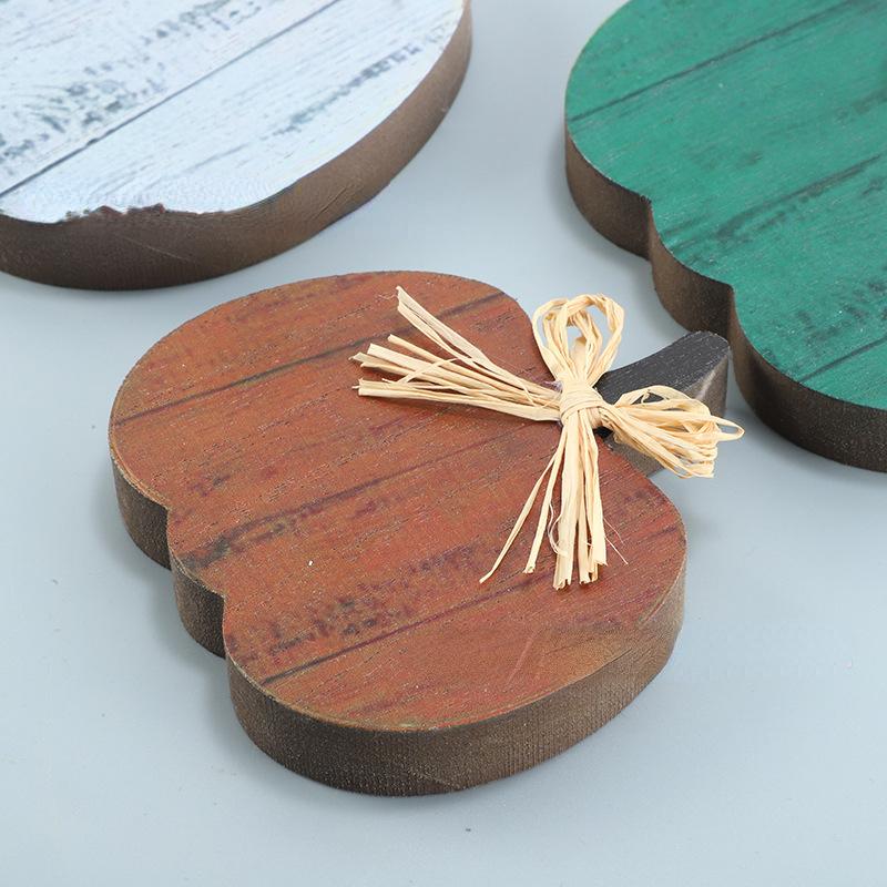 3pcs Pumpkin Autumn Decoration Wooden Crafts Harvest Festival Halloween Desktop Party Decoration Ornaments