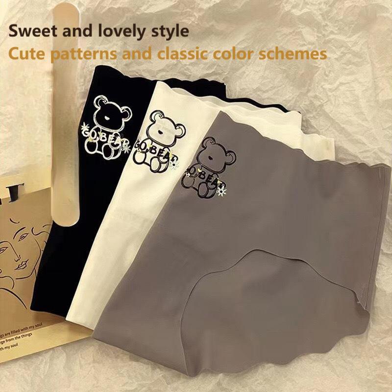 Culotte de sous-vêtements sans couture en soie glacée ondulée fine pour femme, respirante, à séchage rapide, motif imprimé, entrejambe en pur coton, sous-vêtements pour femmes