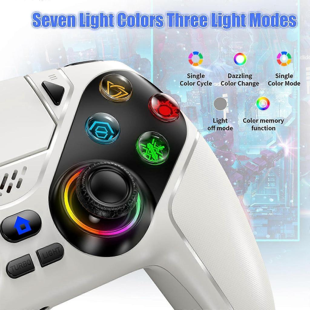 Bezprzewodowy Kontroler z Oświetleniem RGB dla Konsoli PS5/Playstation 5 Pro/Slim/PC z Kontrolerami do Gier i Ha
