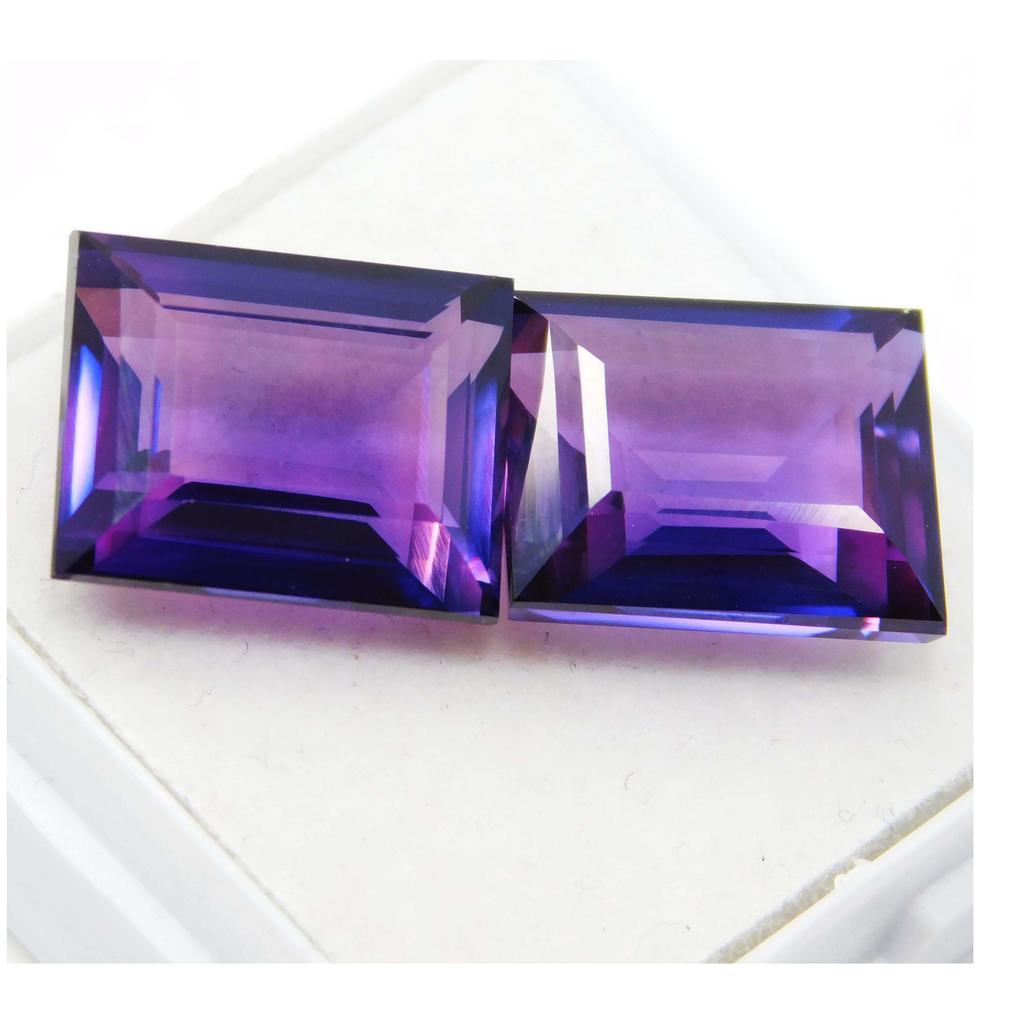 Natural Purple Sapphire Loose Gemstone Emerald Shape 20.90 Ct Pair September Birthday Birthstone