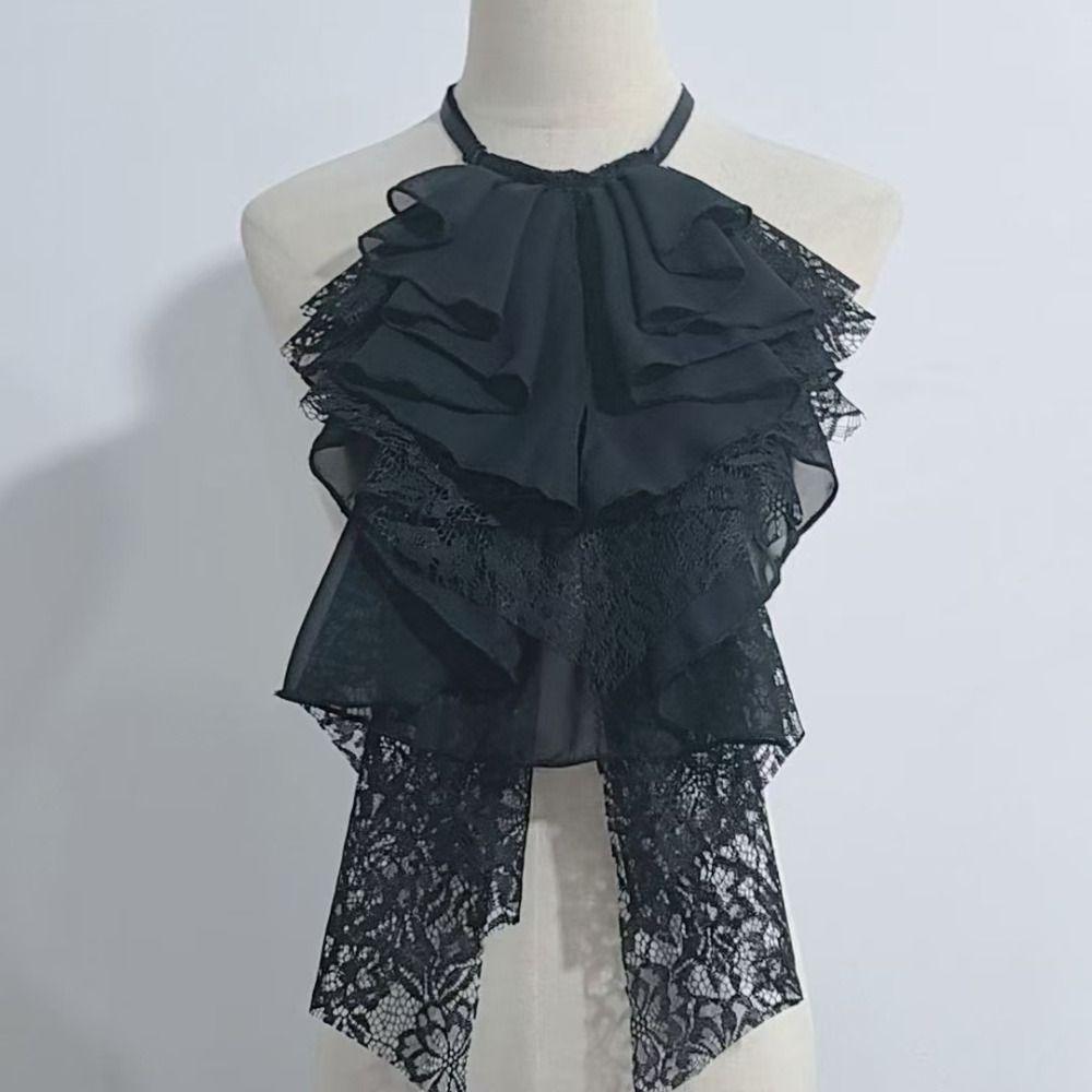 Elegant Layered Lace False Collar Adjustable Decorative Lace Neckline Fake Lace Collar  Gift