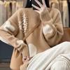Women's Plus Size Wool Sweater Thick Warm Loose Pullover Wool Sweater Casual Color Block Pullover Knit Jumper