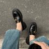 New women's fashion single shoes black non-slip soft-soled large-size shoes sheepskin women's shoes wear genuine leather loafers in all seasons