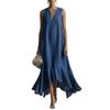 Women's Long Denim Dress Casual Loose Sleeveless V Neck Maxi Dress