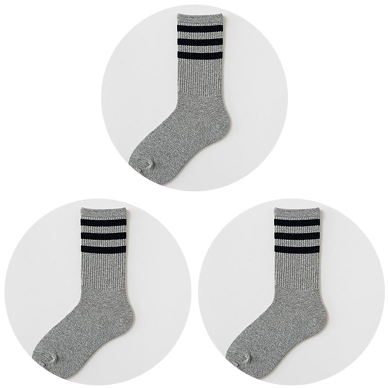 3 Pairs Cotton Women Sock Striped Solid Color Casual Breathable Hip Hop Skateboard Fashion Female Black White Middle Tube Socks