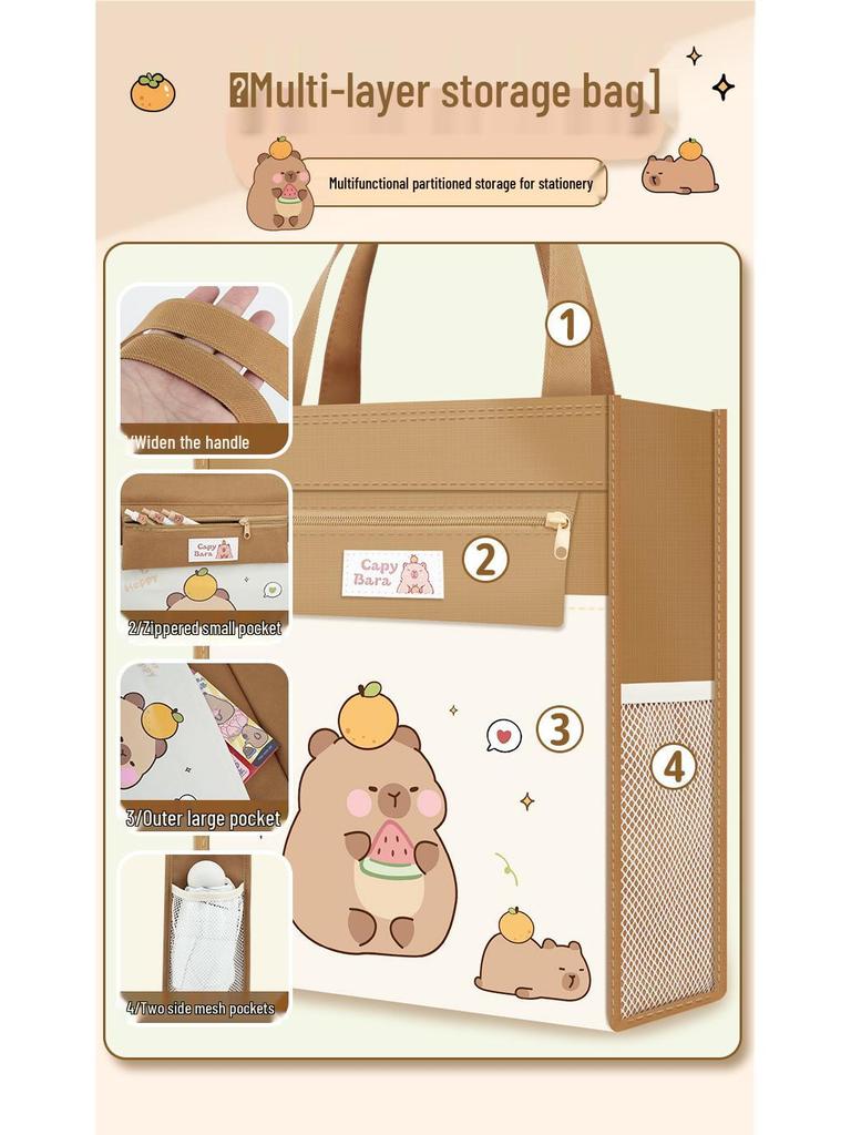 Creative Kids' Art Bag: Large-capacity, High-value Design with Double-sided Pockets and a Durable Zipper. Perfect for Tutoring and Art Supplies.