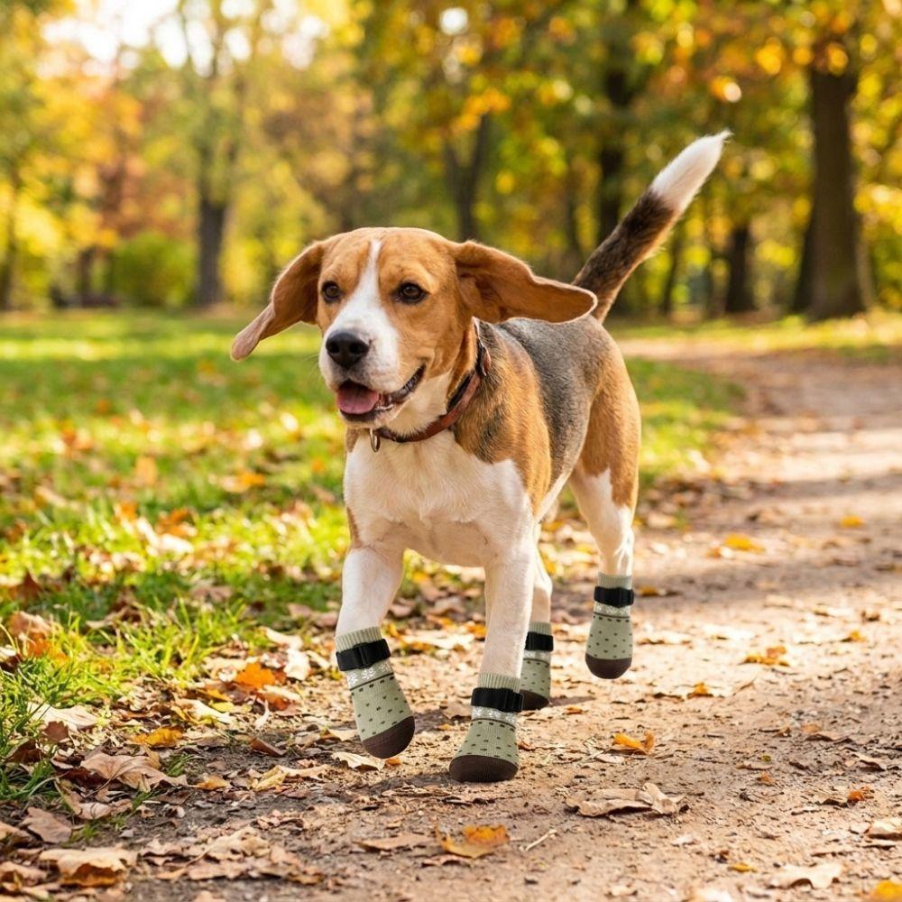 4PCS Adjustable Anti Slip Dog Socks Breathable Puppy Shoes Socks Pet Foot Covers  Outdoor Use