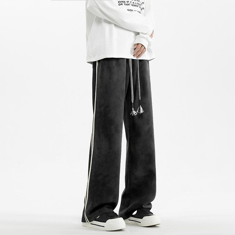 

Осенние свободные прямые брюки повседневные брюки уличные трендовые брюки 4XL чёрный