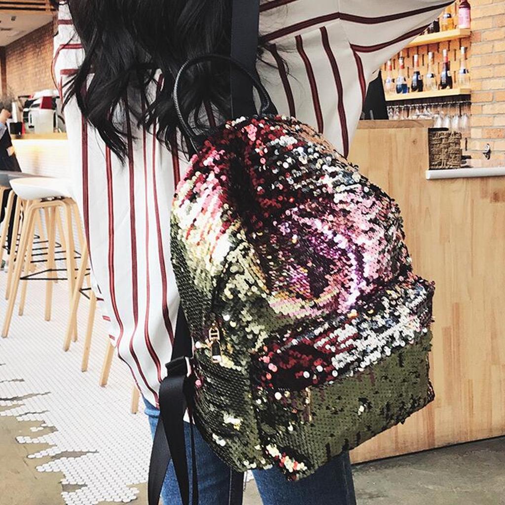Buy Women Chic Sequins Glitter Bling Backpack School Travel Rucksack ...